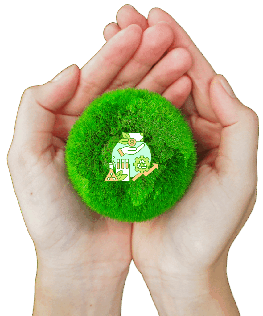 Sustainable marketing hands showing globe